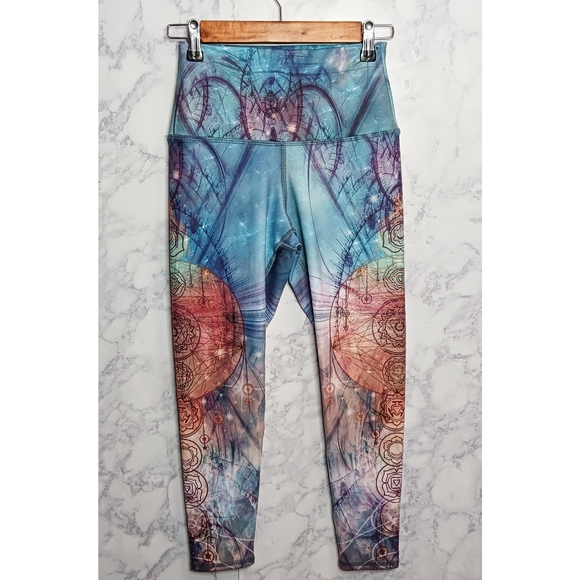 Evolution And Creation Leggings Women Size M Blue Stretch High Waist Activewear - Picture 1 of 6